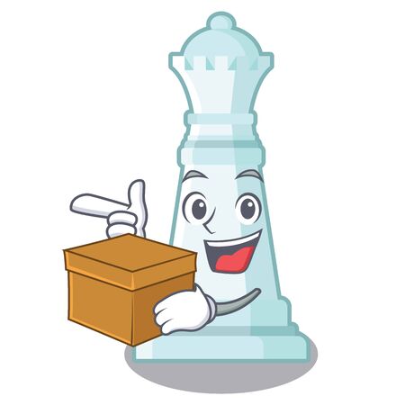 With box chess queen on the mascot chessboard vector illustrationのイラスト素材