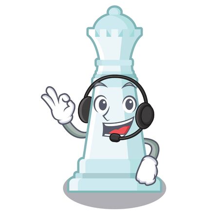 With headphone queen chess on a cartoon chairのイラスト素材