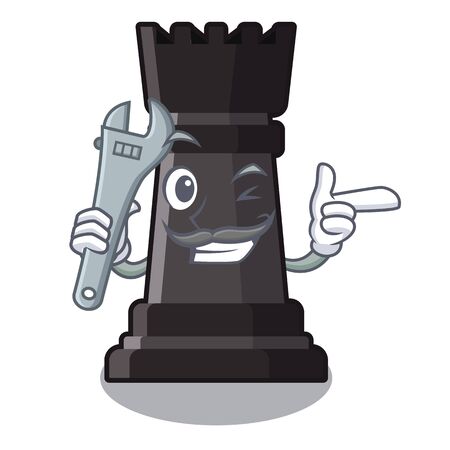 Mechanic rook chess on a cartoon chairのイラスト素材