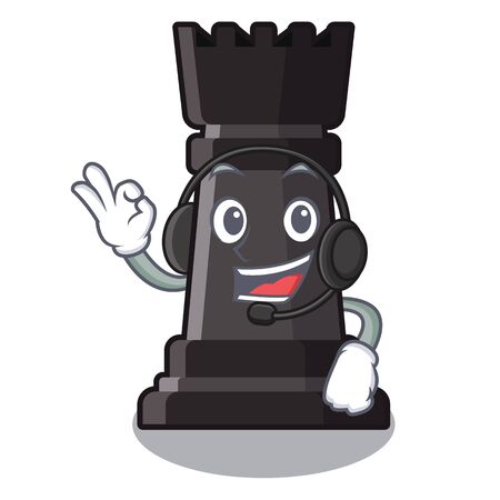With headphone rook chess on a cartoon chairのイラスト素材