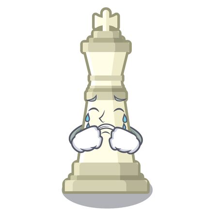 Crying king chess above wooden cartoon table vector illustrationのイラスト素材