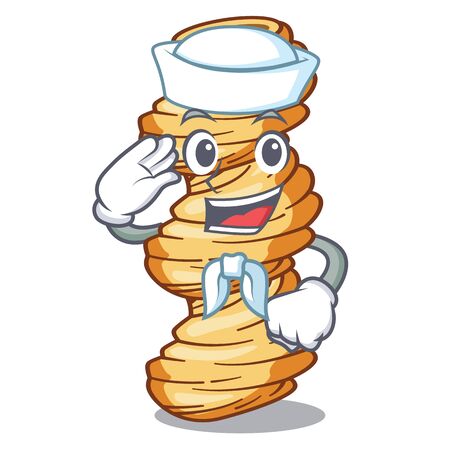 Sailor cellentani pasta isolated in the mascotのイラスト素材