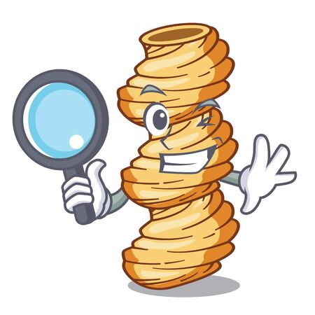 Detective cellentani pasta served in cartoon platesのイラスト素材