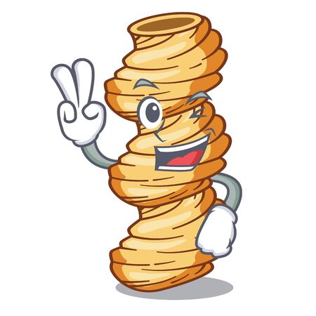 Two finger cellentani pasta served in cartoon platesのイラスト素材