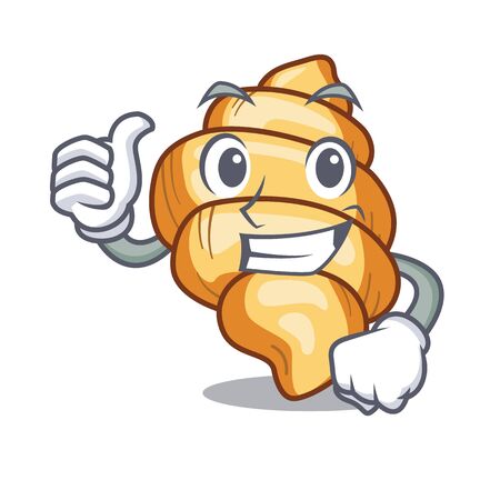 Thumbs up gnocchi pasta above wooden cartoon tableのイラスト素材
