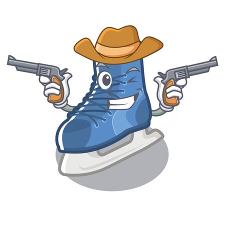 Cowboy ice skate isolated with the mascotのイラスト素材