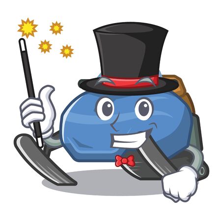 Magician snowmobile near the snow mascot statueのイラスト素材