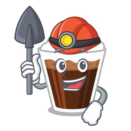 Miner Irish coffee above the mascot tableのイラスト素材