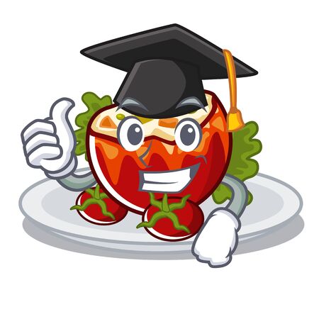 Graduation stuffed tomatoes isolated in the mascotのイラスト素材
