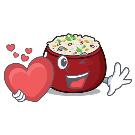 With heart curd rice isolated with the cartoonのイラスト素材