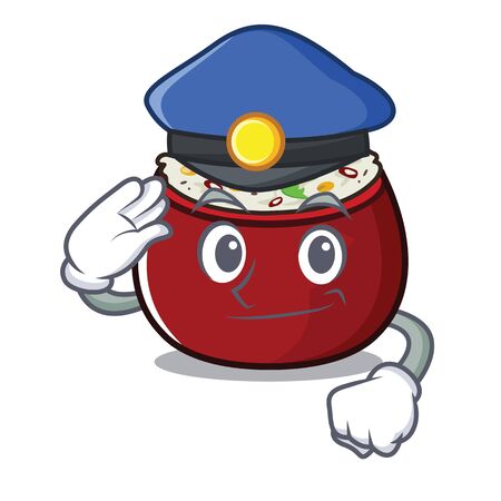 Police curd rice served in mascot bowlのイラスト素材