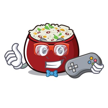 Gamer curd rice isolated with the cartoonのイラスト素材