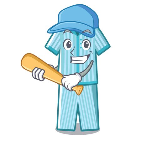 Playing baseball pyjamas isolated on in the characterのイラスト素材