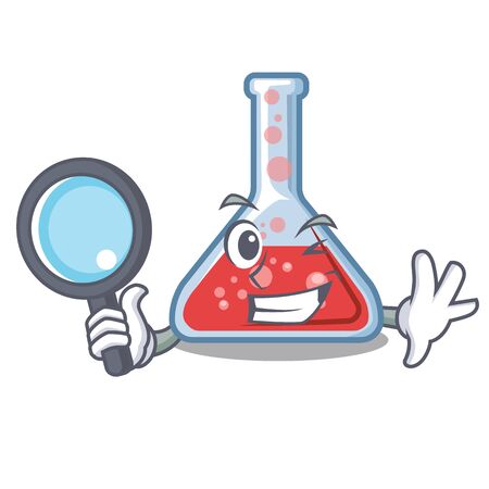 Detective erlenmeyer flask in the character shapeのイラスト素材