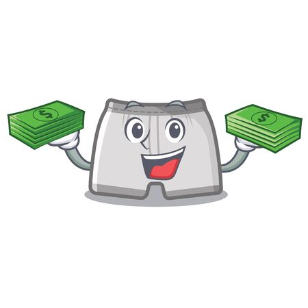 With money swimming trunks stored in character cupboardのイラスト素材
