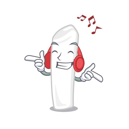 Listening music chalk in the a cartoon box vector illustrationのイラスト素材