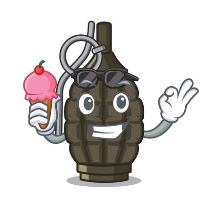 With ice cream grenade in the a mascot shape vector illustrationのイラスト素材