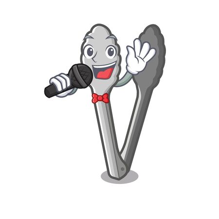 Singing tongs in the a cartoon kitchen vector illustrationのイラスト素材