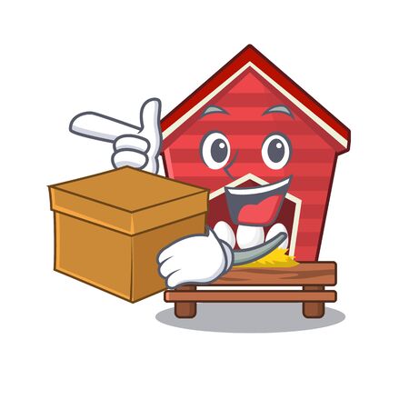 With box chicken coop in the cartoon shape vector ilustrationのイラスト素材