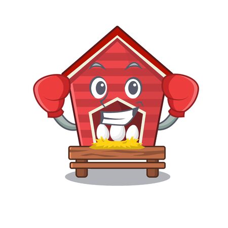 Boxing chicken coop isolated in the mascot vector illustrationのイラスト素材