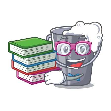 Student with book soapy water in a cartoon bottle vector illustrationのイラスト素材