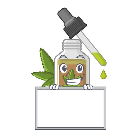 Grinning with board hemp oil in the character bottle vector illustrationのイラスト素材