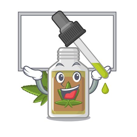 Up board hemp oil in the character bottle vector illustrationのイラスト素材