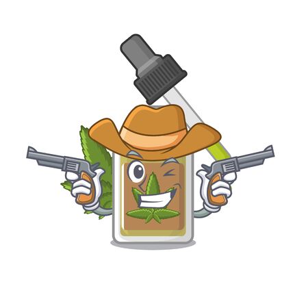 Cowboy hemp oil in the character bottle vector illustrationのイラスト素材