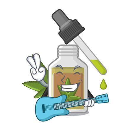 With guitar hemp oil isolated with the cartoon vector illustrationのイラスト素材