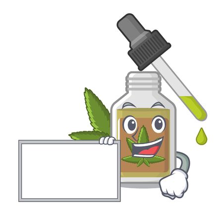 With board hemp oil in the character bottle vector illustrationのイラスト素材