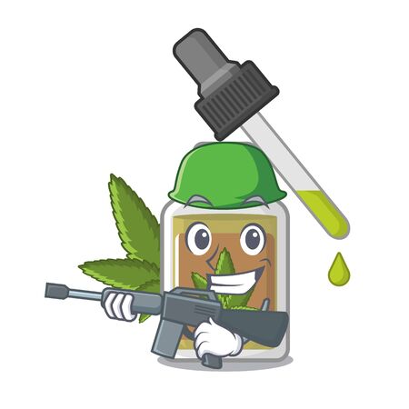 Army hemp oil in the character bottle vector illustrationのイラスト素材