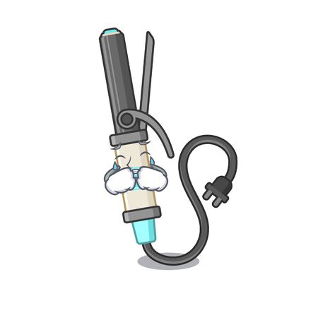 Crying iron curling in the cartoon shape vector illustrationのイラスト素材