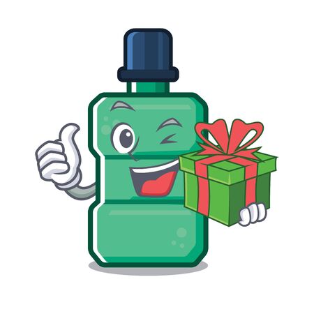 With gift mouthwash in the a character shape vector illustrationのイラスト素材