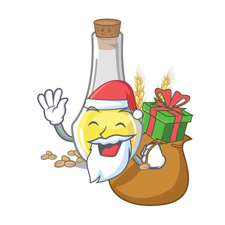 Santa with gift wheat germ oil at cartoon table vector illustrationのイラスト素材