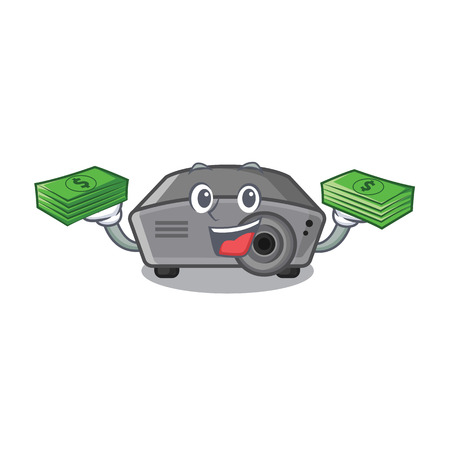 With money projector in the a cartoon shape vector illustrationのイラスト素材