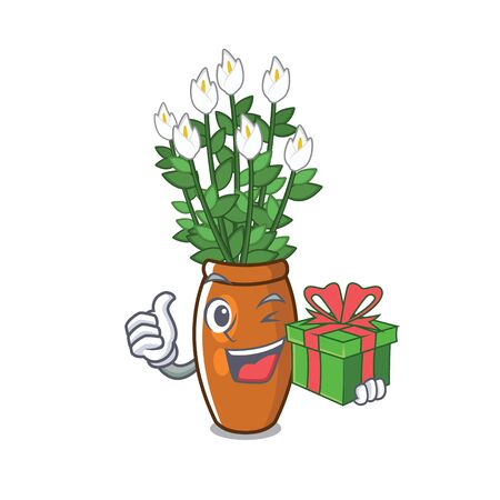 With gift peace lily with the character shape vector illustrationのイラスト素材