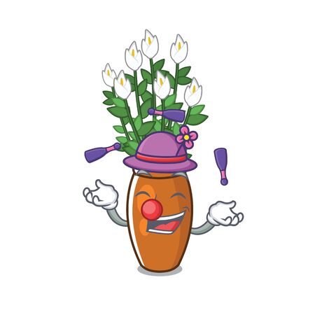 Juggling peace lily isolated with the mascot vector illustrationのイラスト素材