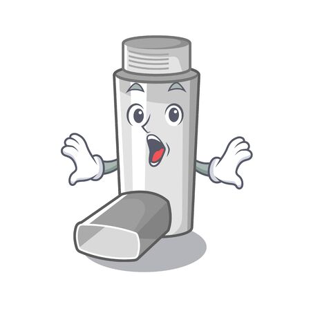 Surprised asthma inhalers isolated in the mascot vector illustrationのイラスト素材