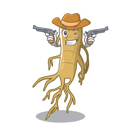 Cowboy ginseng isolated with in the cartoon vector illustrationのイラスト素材