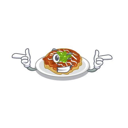 Wink okonomiyaki in the a mascot shape vector illustrationのイラスト素材