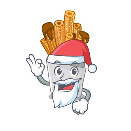 Santa churros in the wooden character jar vector illustrationのイラスト素材