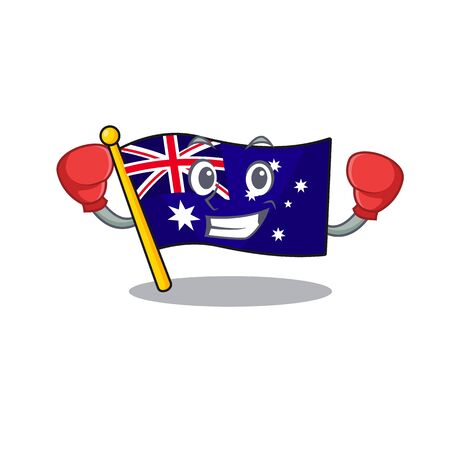 Boxing australian flag clings to cartoon wall vector illustrationのイラスト素材