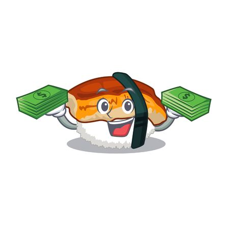 With money unagi sushi in the character lunchboxのイラスト素材