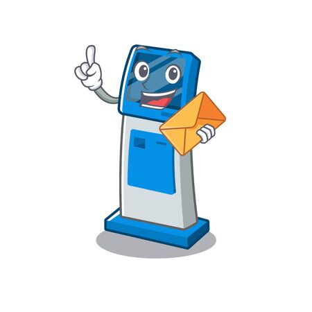 With envelope information digital kiosk with in cartoon shape vector illustrationのイラスト素材