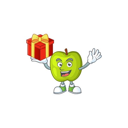 Bring gift granny smith apple character for health mascotのイラスト素材