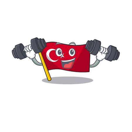 Fitness flag turkey character on shaped cartoonのイラスト素材
