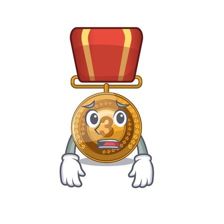 Afraid bronze medal with the cartoon shape vector illustrationのイラスト素材