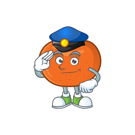 Police fresh tangerine juicy in cartoon character. vector illustrationのイラスト素材