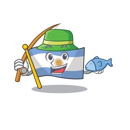 Fishing argentina character flag folded above table vector illustrationのイラスト素材