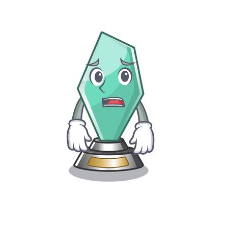 Afraid acrylic trophy mascot on a cartoonのイラスト素材